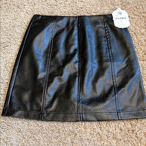 Altar'd State Sleek Black Leather Mini Skirt
